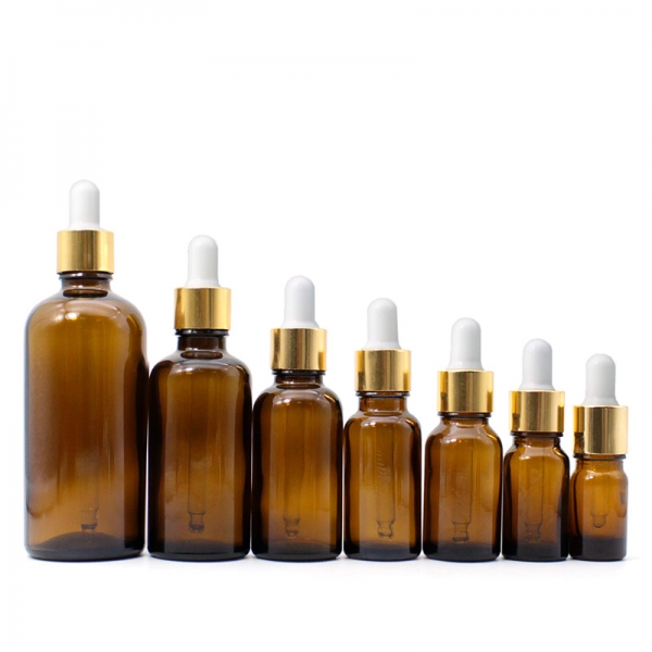 Separate bottle of tawny glass essential oil